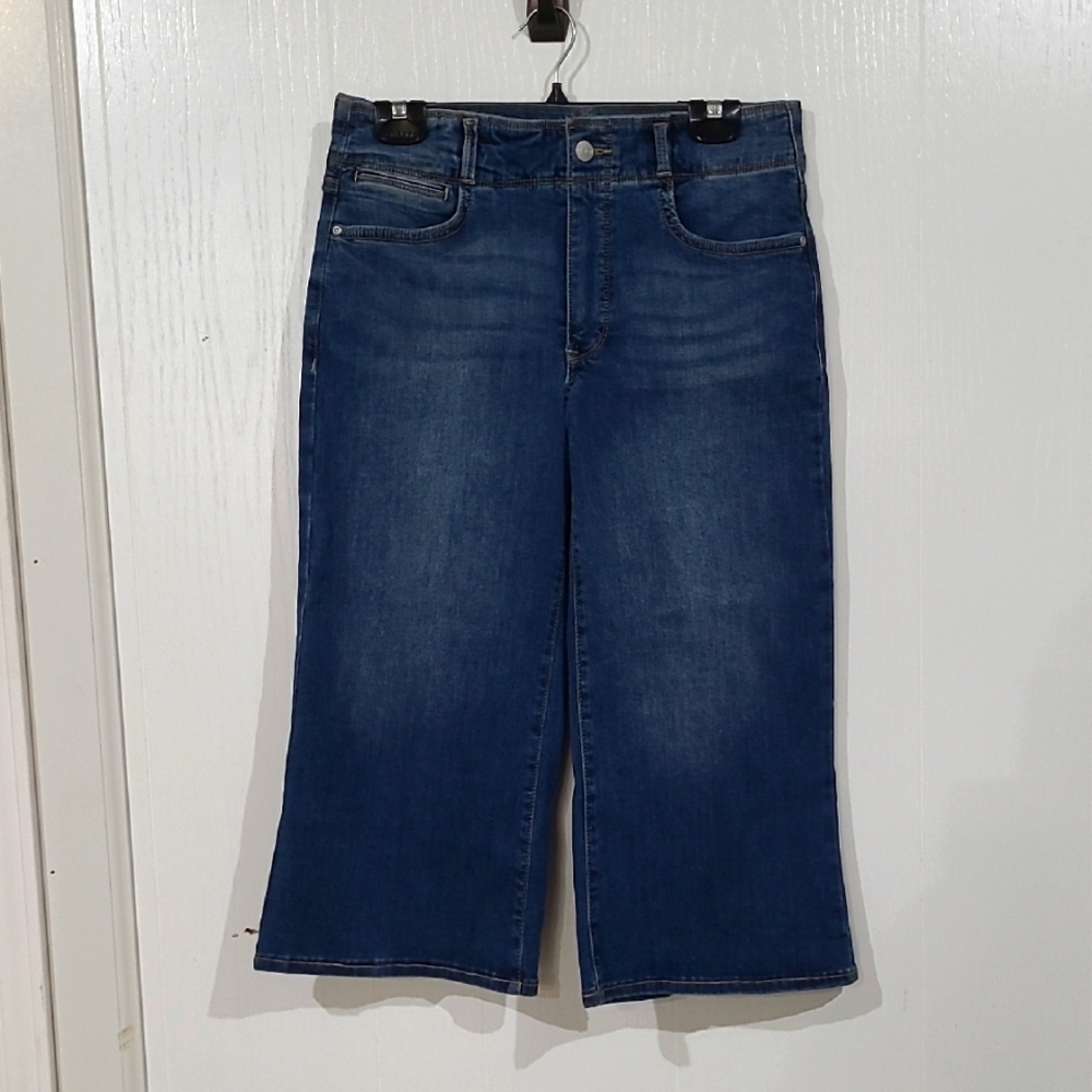 NYDJ Womens Dark WashWide Leg Jeans With LiftXTuck Technology Size 8 Petite